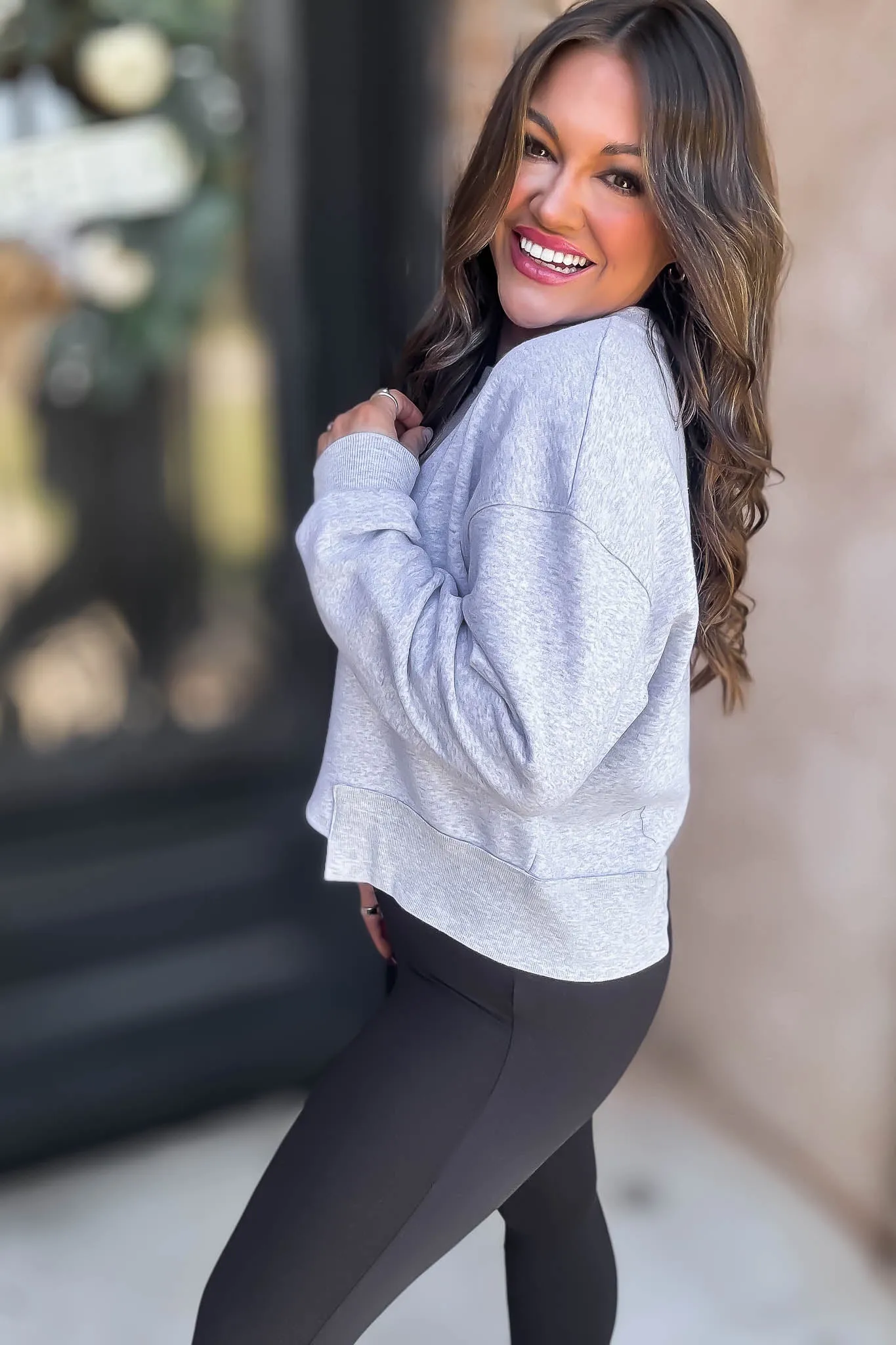 Alexis Favorite Grey Oversized Cropped Sweatshirts