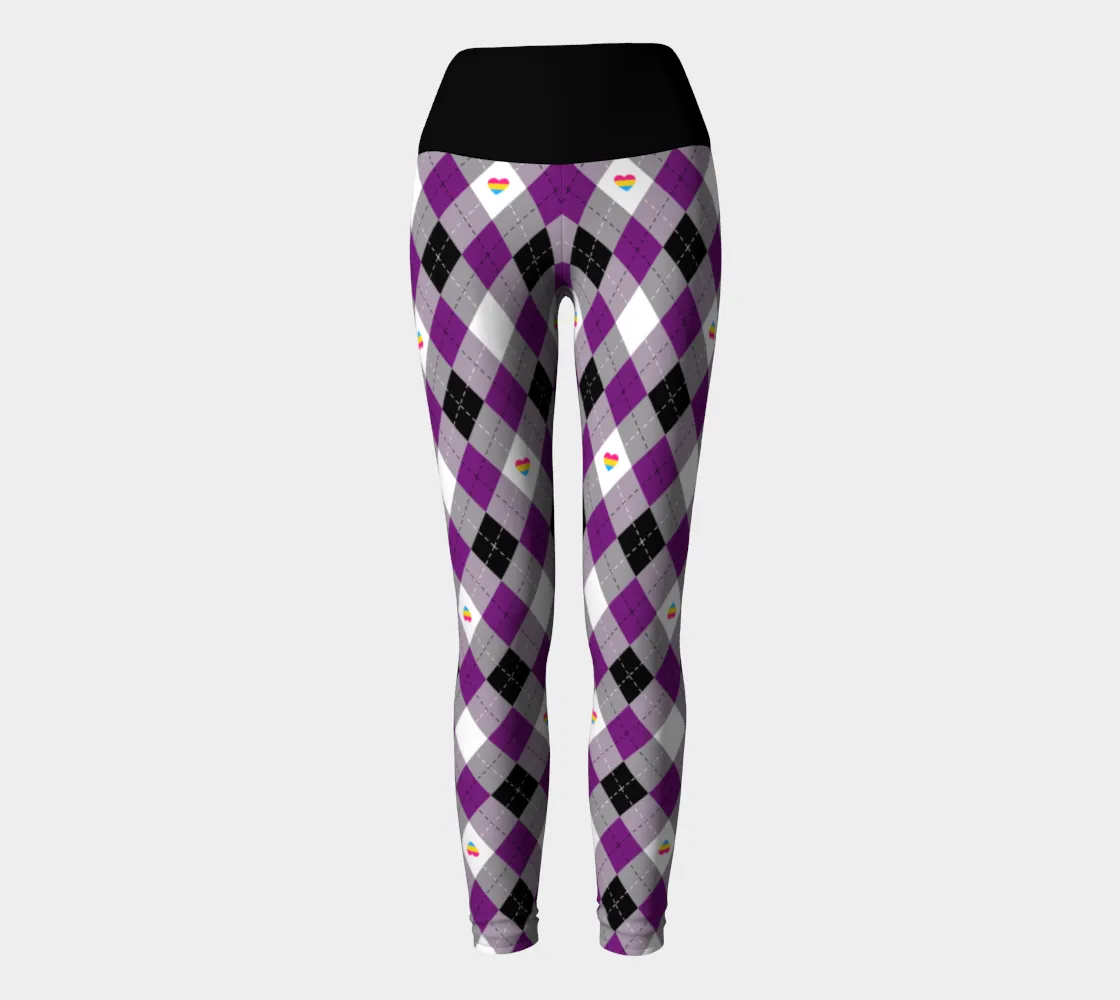 Asexual Panromantic Argyle Yoga Leggings