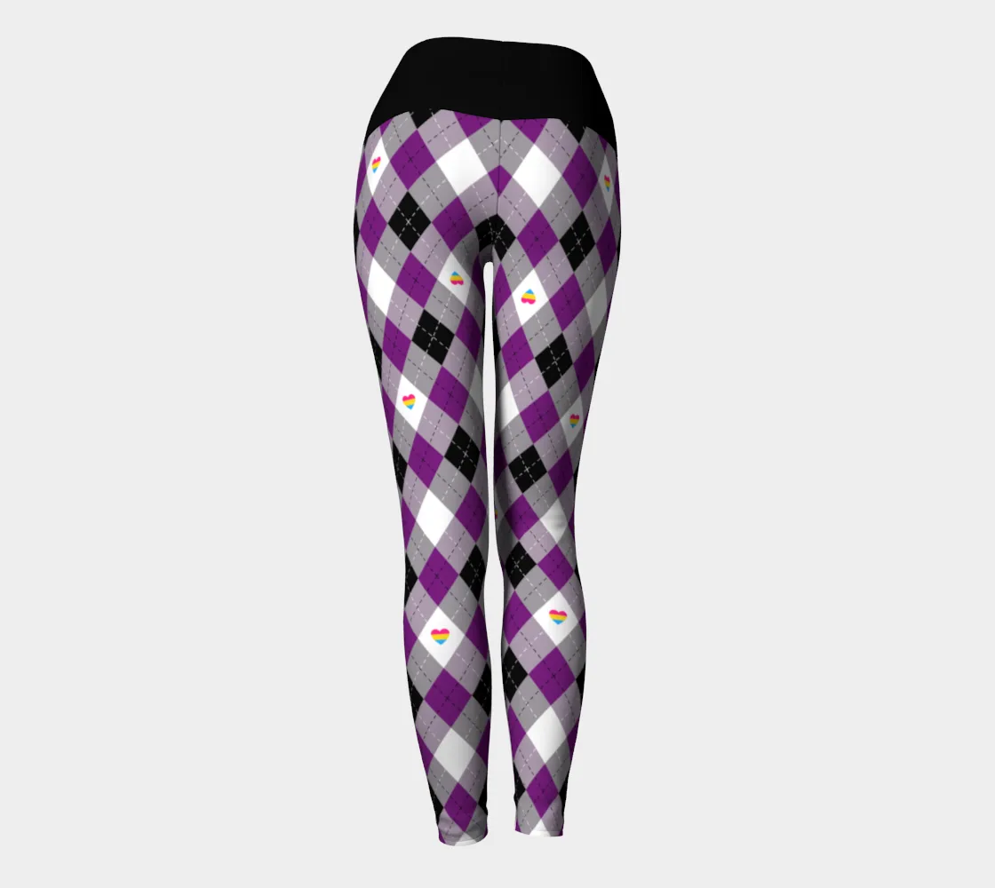 Asexual Panromantic Argyle Yoga Leggings