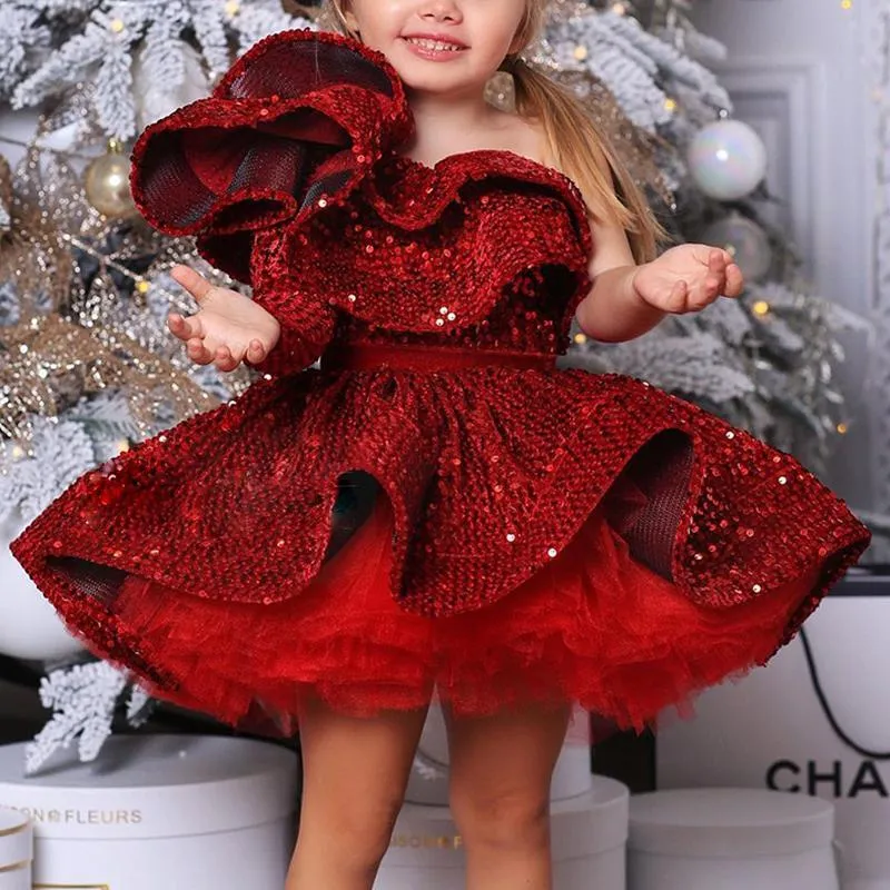 Baby Girl and Toddler Birthday Party Dresses Easter Dress Sequin Fluffy Girl Pageant Princess Dresses