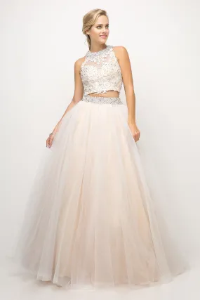 Beaded Lace Two-Piece Ball Gown by Cinderella Divine UM078