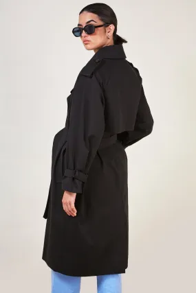 Black classic double breasted trench coat