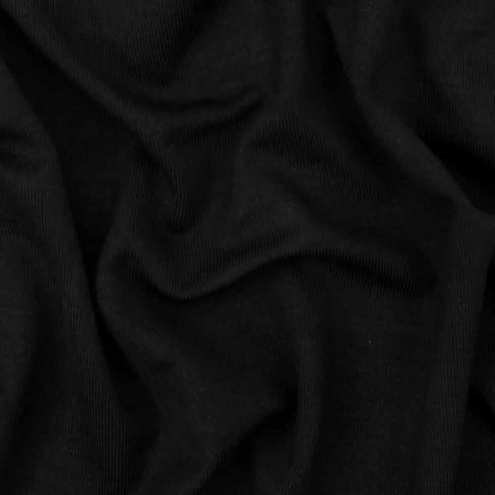 Black Solid Stretch Spandex Bamboo Jersey Knit Fabric