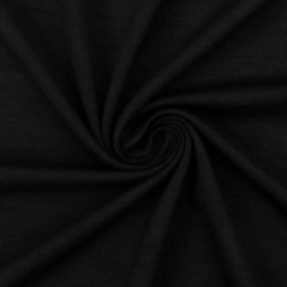 Black Solid Stretch Spandex Bamboo Jersey Knit Fabric