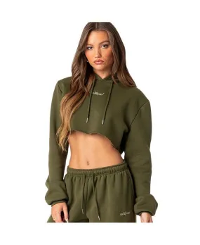 Brenna Edited Women's Cropped Hoodie, Green