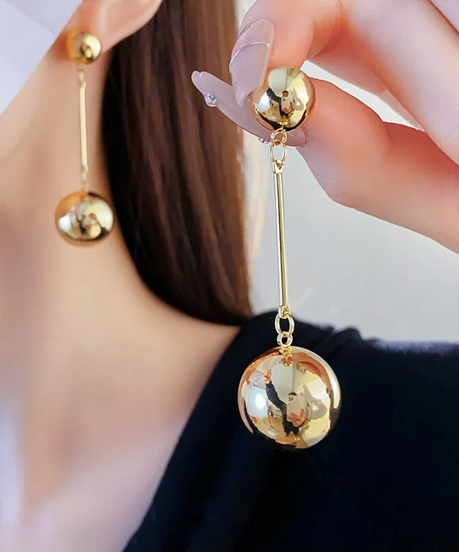 Brief Gold Copper Ball Tassel Drop Earrings ZZ056