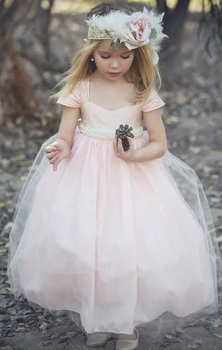 Cap Sleeves Ball Gown Flower Girl Dresses for Wedding Party