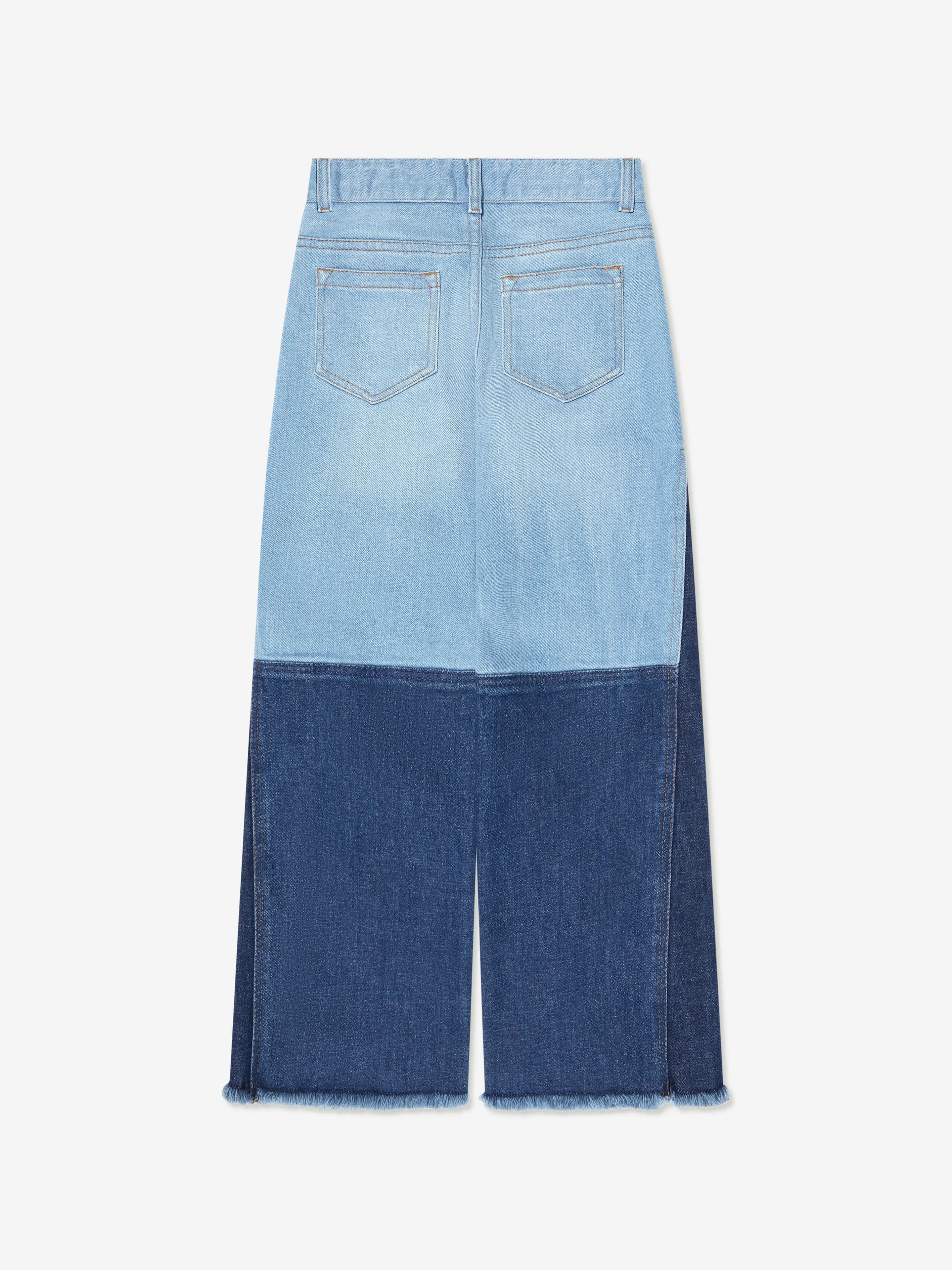 Chloé Girls Contrast Denim Trousers in Blue