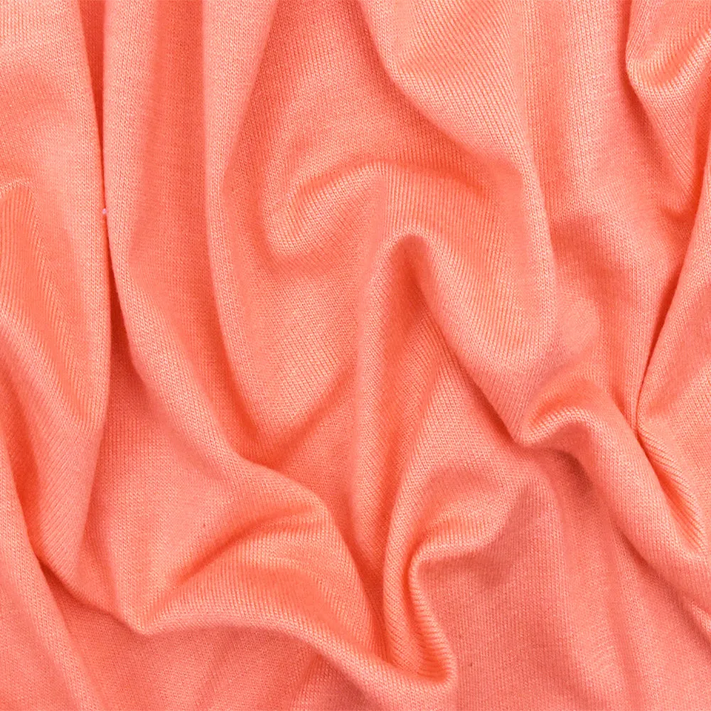 Coral Orange Stretch Rayon Slub Jersey Knit Fabric