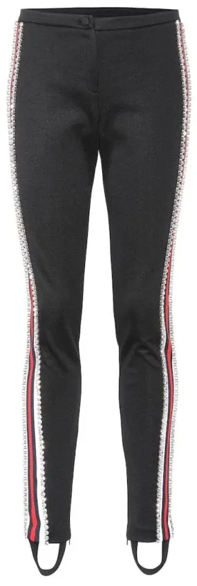 Crystal Embellished Stirrup Leggings, Black