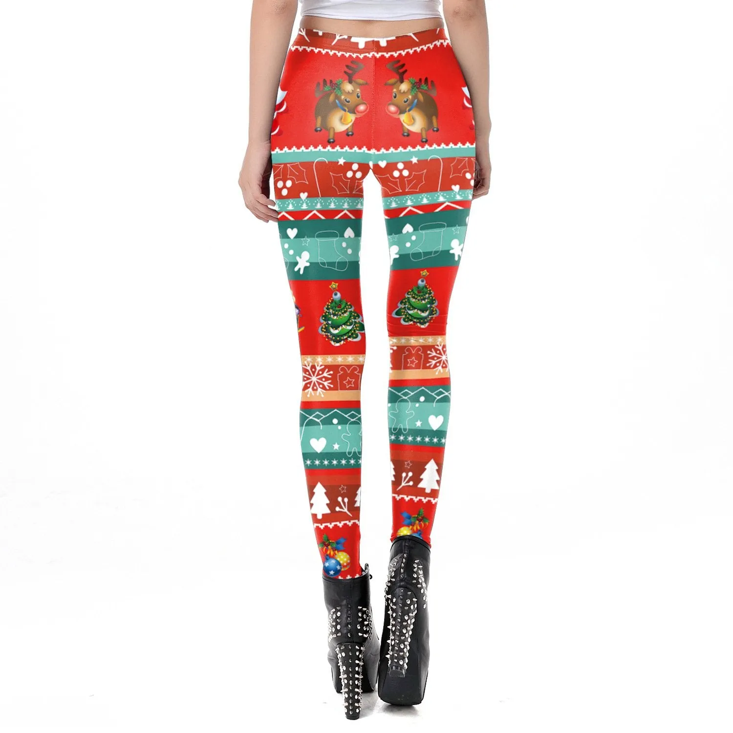 Cute Festival Print Women Mid Waist Skinny Leggings