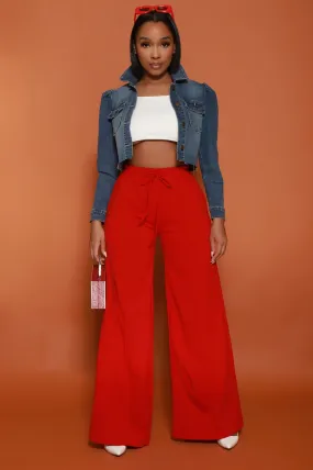 Day Off Wide Flare Pants - Red