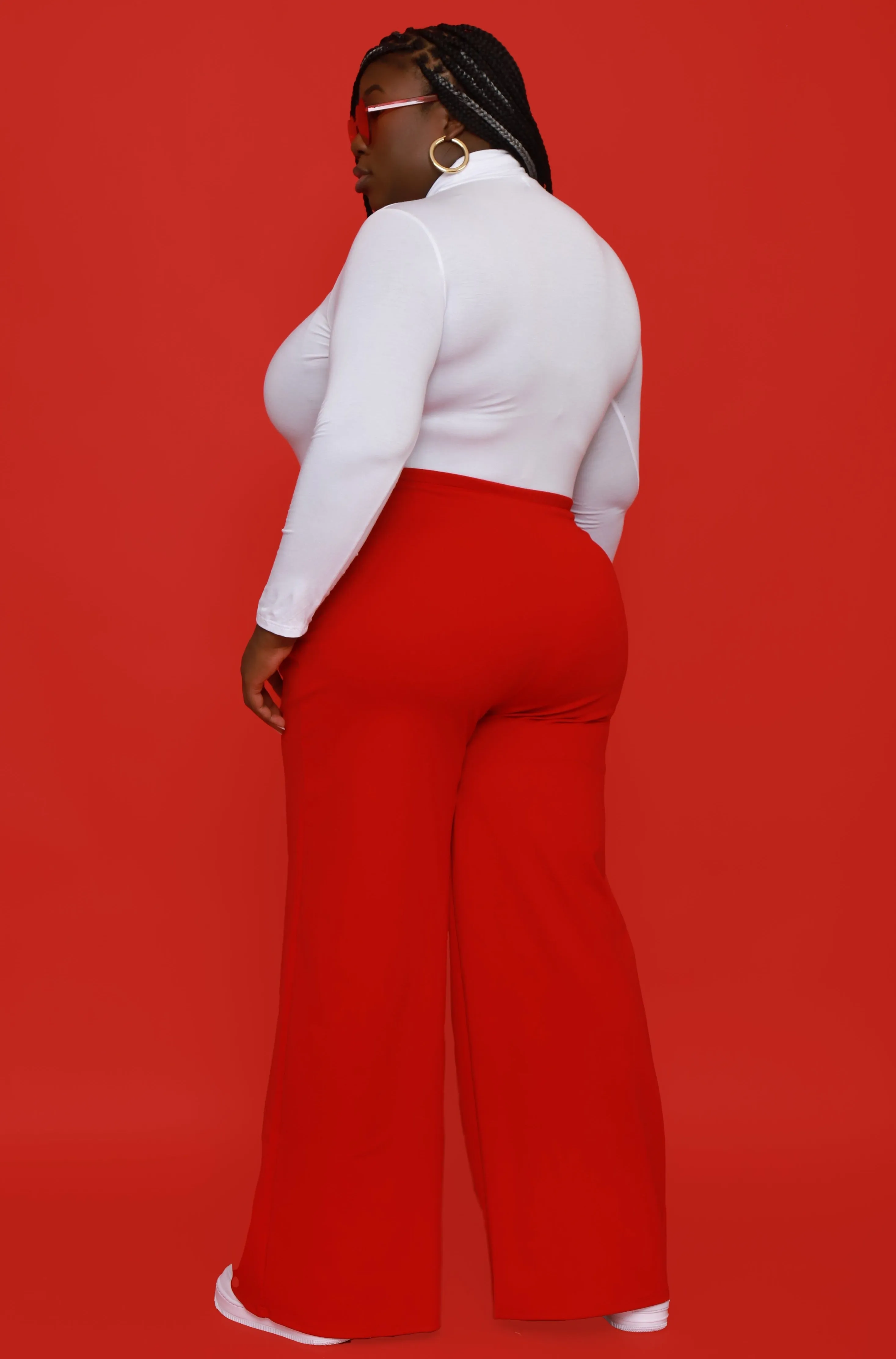 Day Off Wide Flare Pants - Red