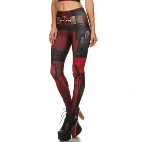 Elastic Digital Print Mid Waist Women Skinny Leggings