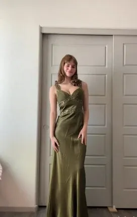 Elegant Olive Green Sweetheart Sheath Long Party Dress Long Prom Dresses