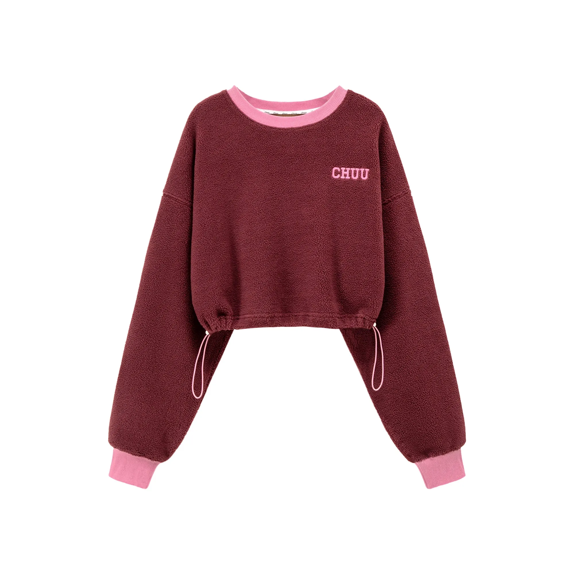 Fleece Color Matching Cropped Sweatshirt