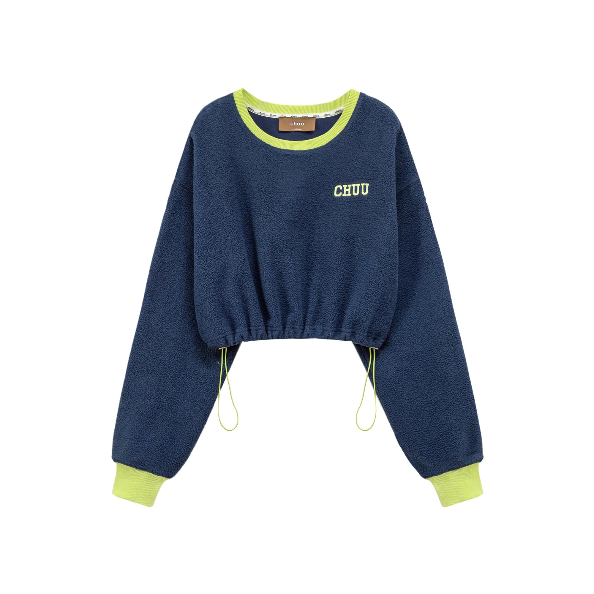 Fleece Color Matching Cropped Sweatshirt