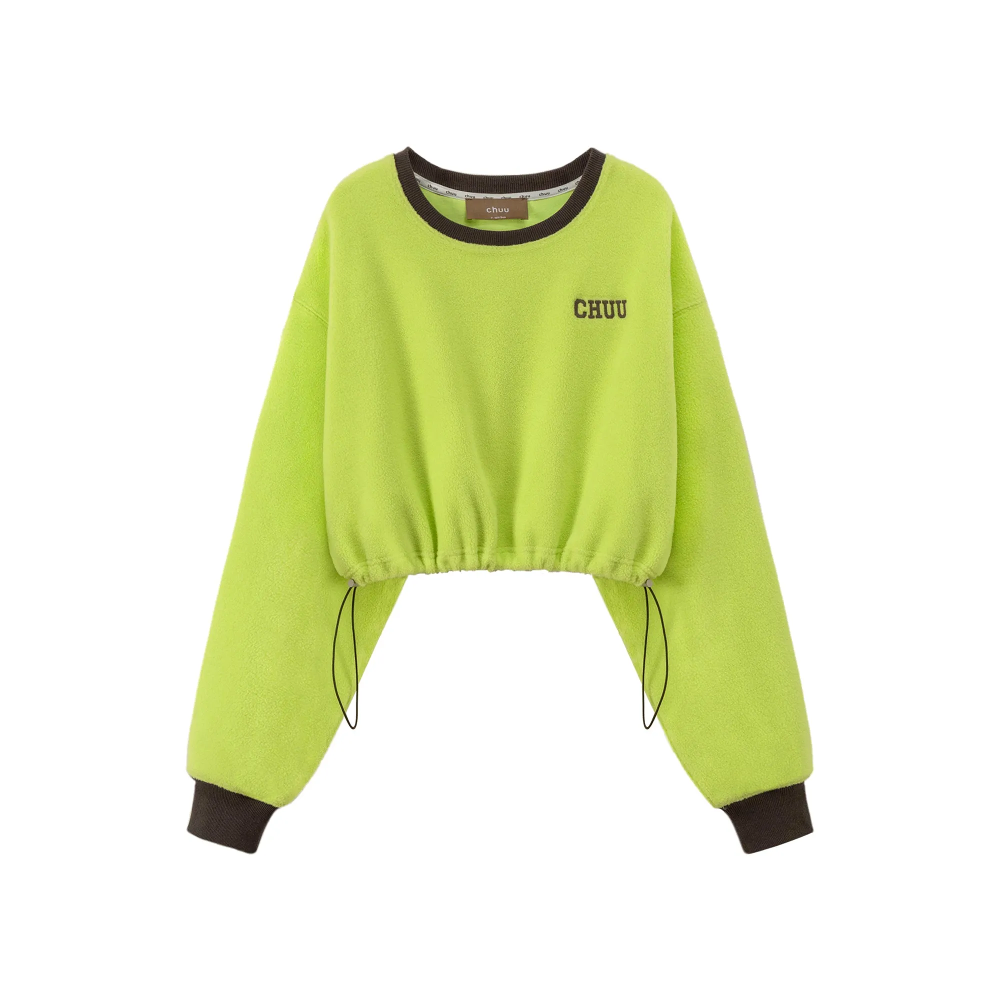 Fleece Color Matching Cropped Sweatshirt