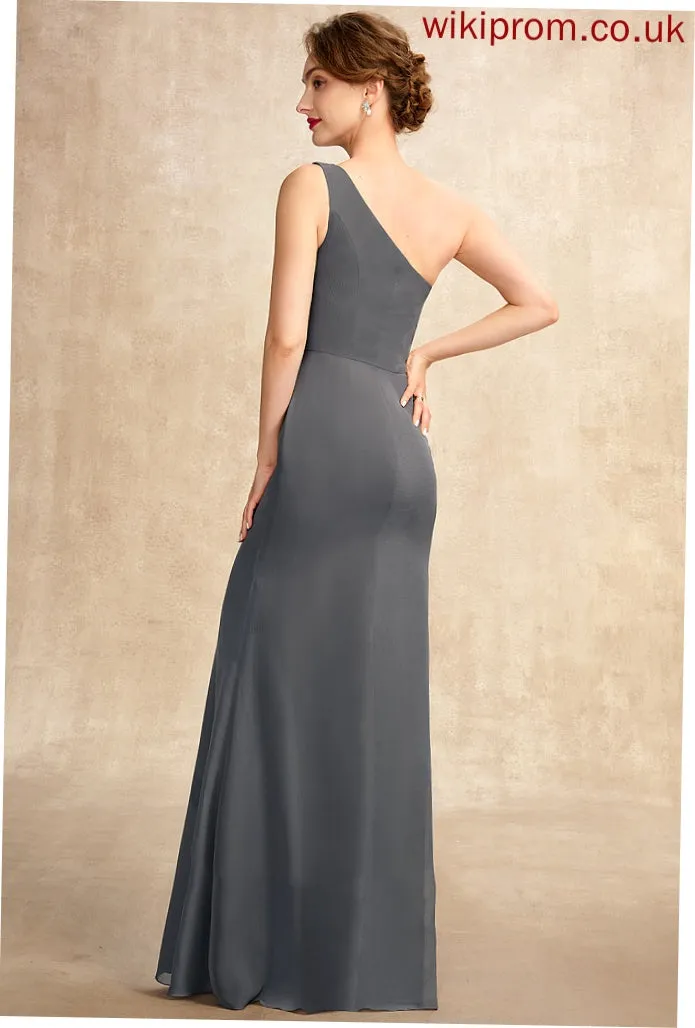 Floor-Length One-Shoulder Bride Chiffon Dress Anastasia Mother of Mother of the Bride Dresses Sheath/Column the