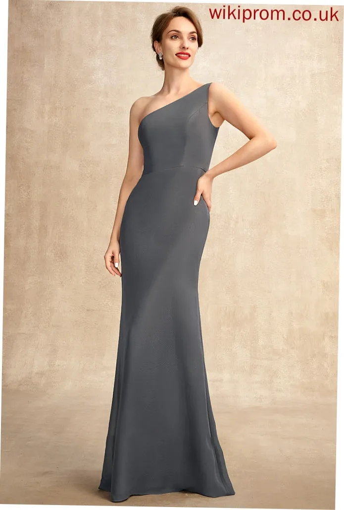 Floor-Length One-Shoulder Bride Chiffon Dress Anastasia Mother of Mother of the Bride Dresses Sheath/Column the