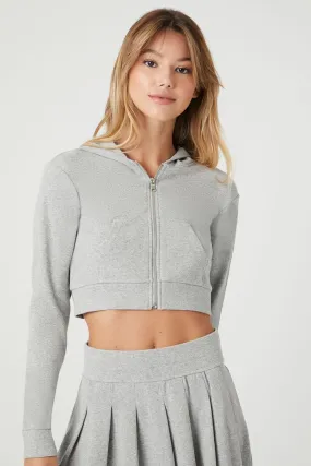 Forever 21 Cropped Zip Sweatshirt, Gray