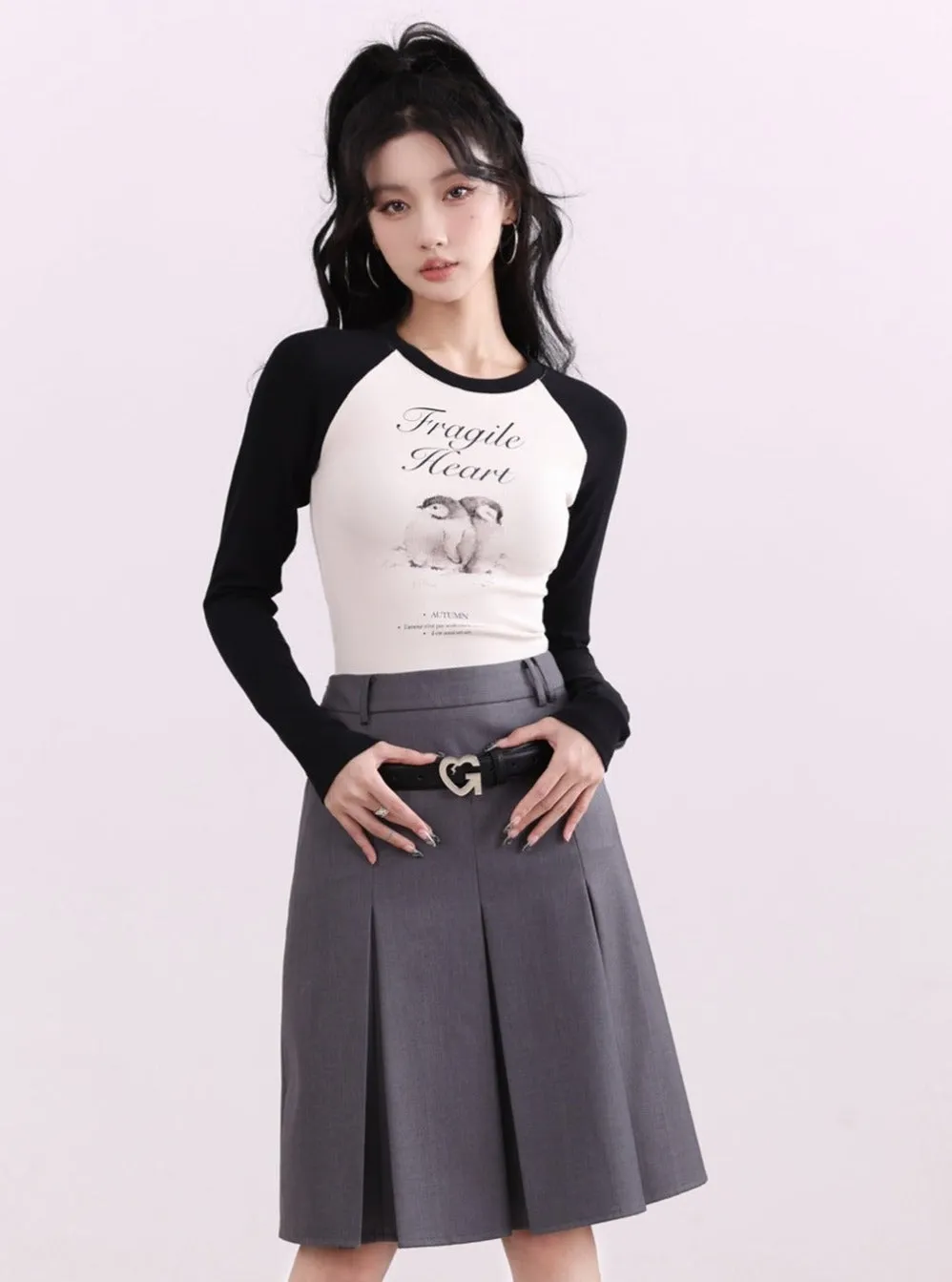 Fragile Heart Cropped Raglan Graphic Sweatshirts