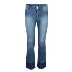 GIRLS BLUE DENIM TROUSERS WITH BOOTCUT DESIGN