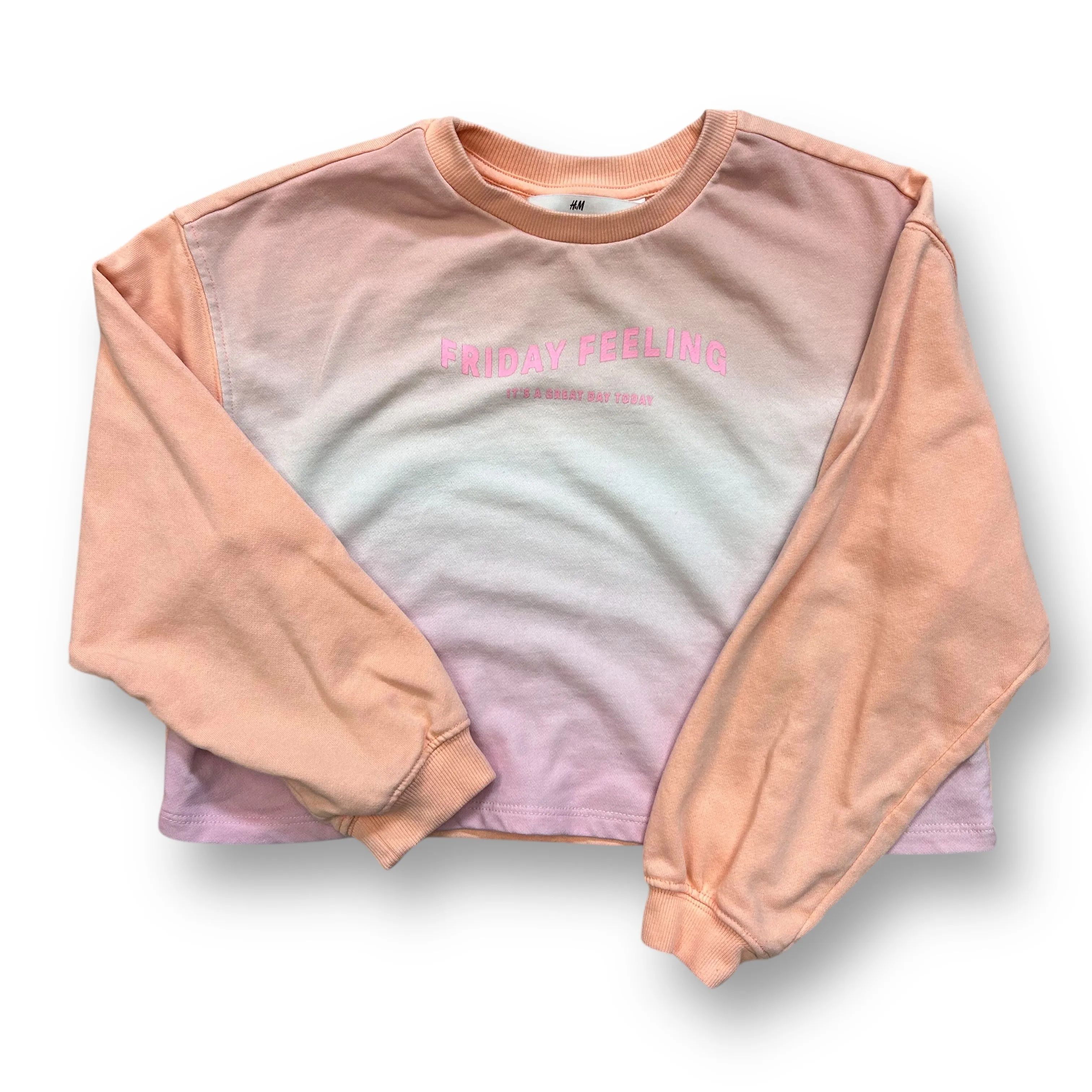 Girls H&M Size 10 Pastel Tie-Dye Friday Feeling Cropped Sweatshirt