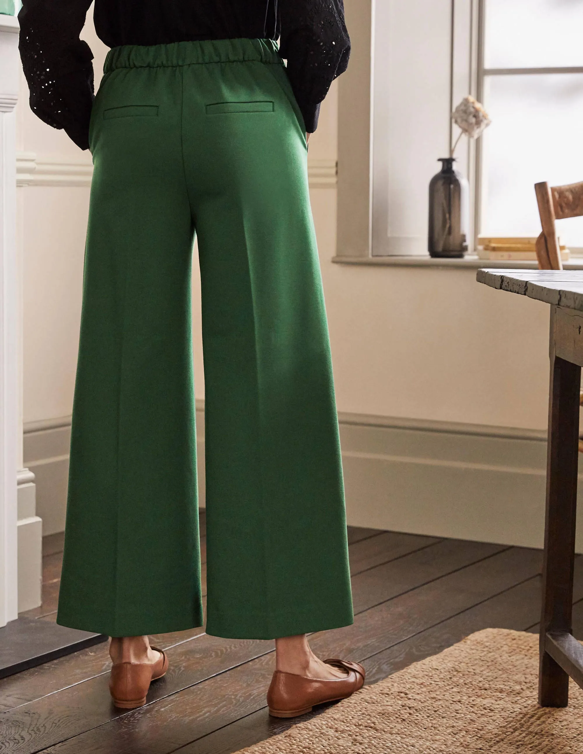 Jersey Pull-On Culottes-Palm Leaf