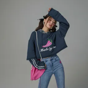 Just Fine Pink Chili Cropped Sweatshirt