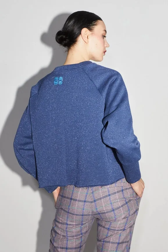 Sofia Jersey Lurex Blue Sweatshirt