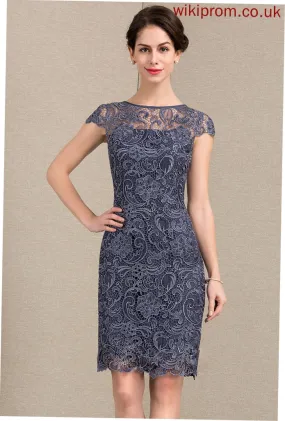 the Mother Lace Neck Dress Bride of Mother of the Bride Dresses Knee-Length Madyson Scoop Sheath/Column