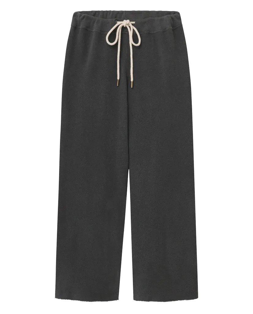 The Wide Leg Cropped Sweatpant. -- WASHED BLACK