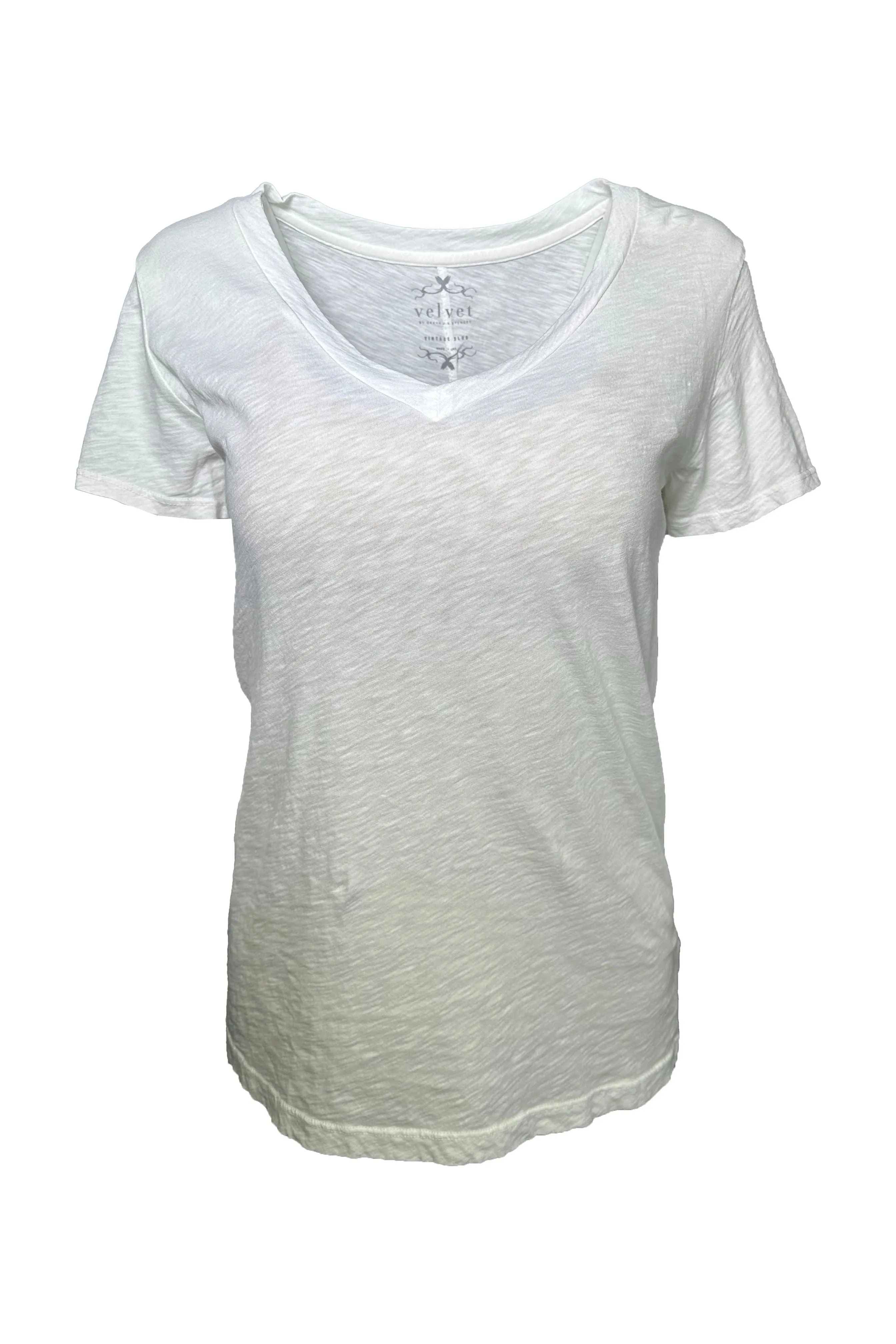 Velvet by Graham & Spencer Lilith Cotton Slub V-Neck Tee | Ecru