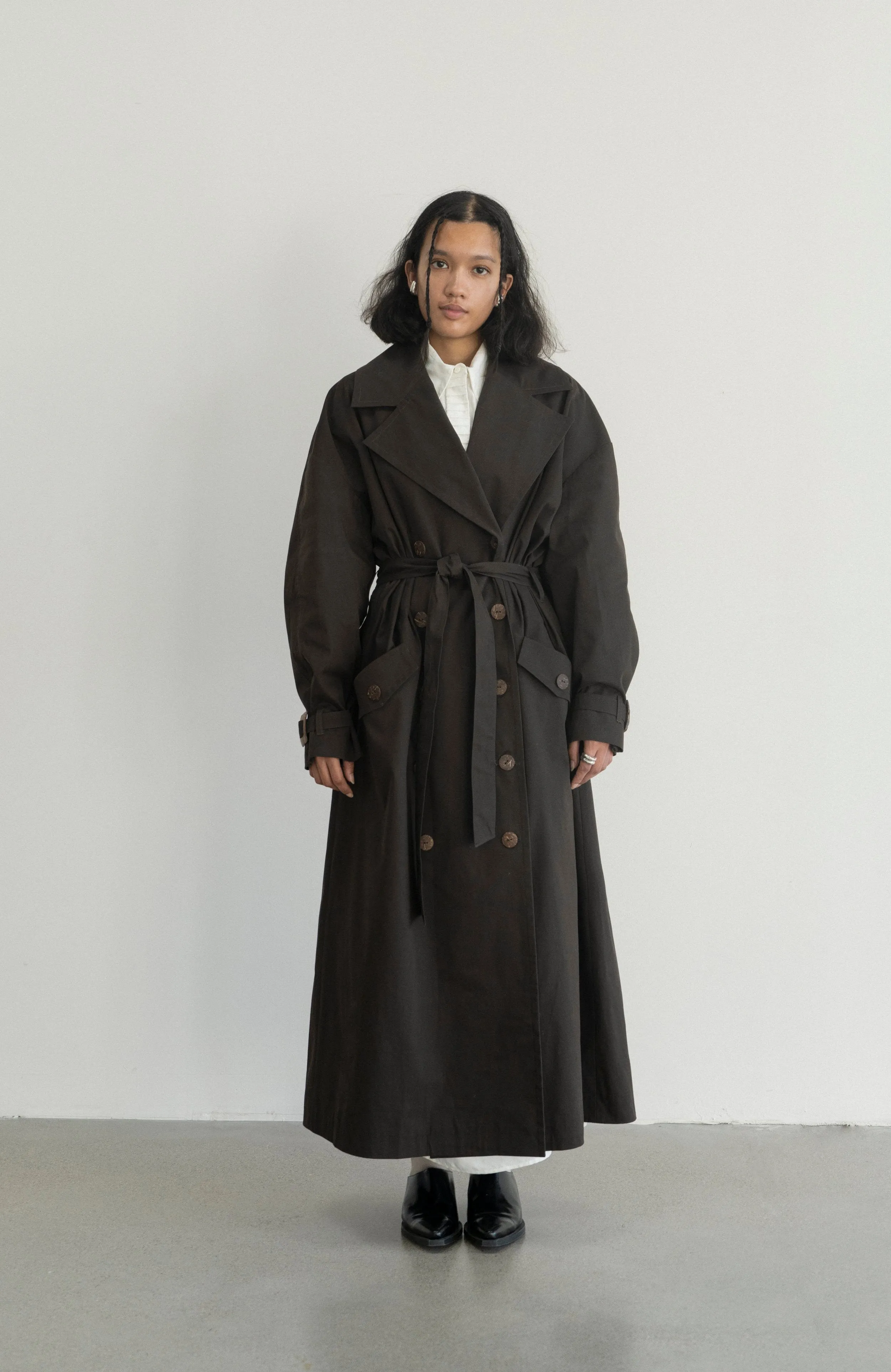 Vishenka Chocolate Cotton Trench Coat