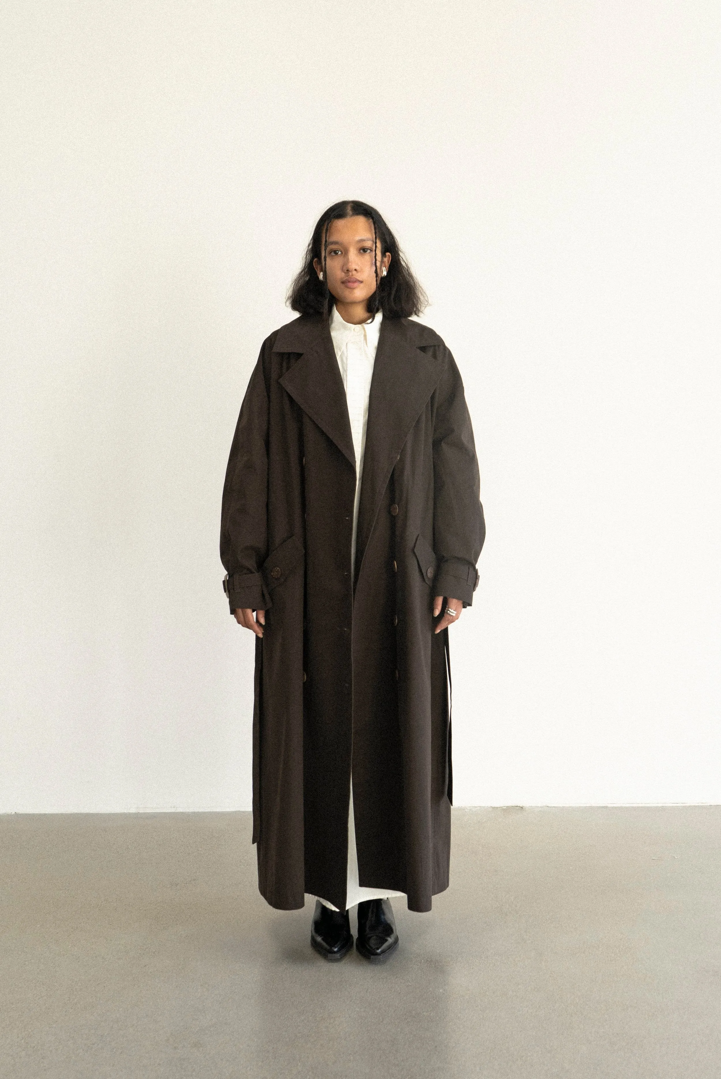 Vishenka Chocolate Cotton Trench Coat