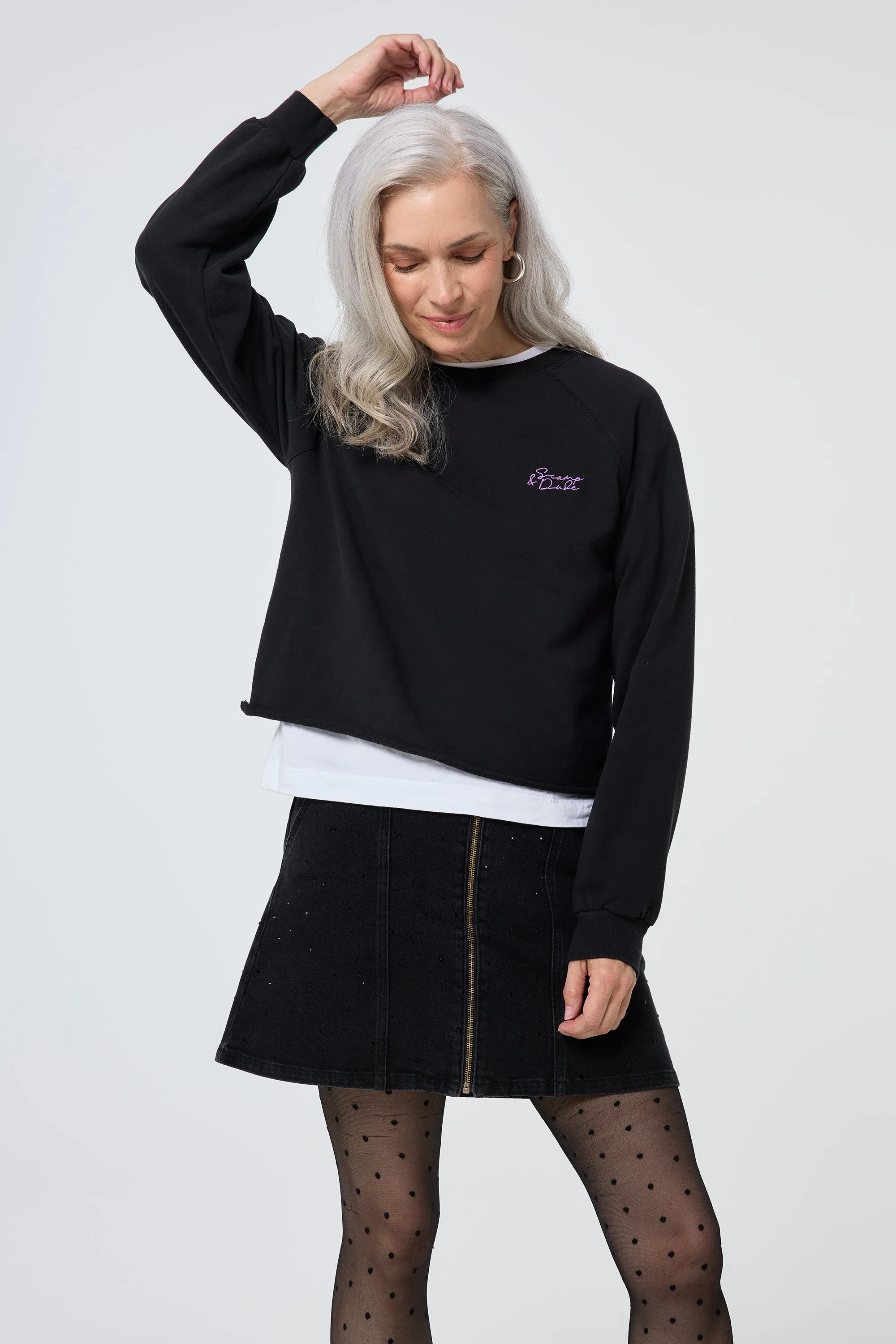 Washed Black Cropped Sweatshirt