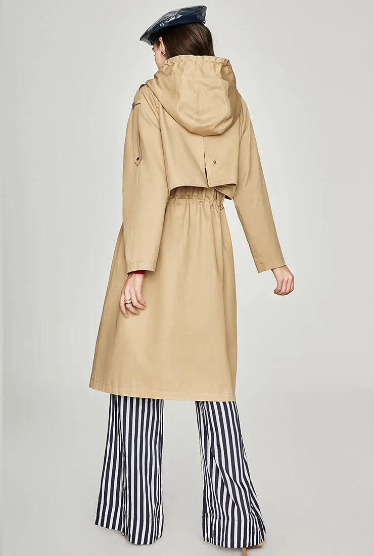 Waterproof Hooded Long Trench Coat