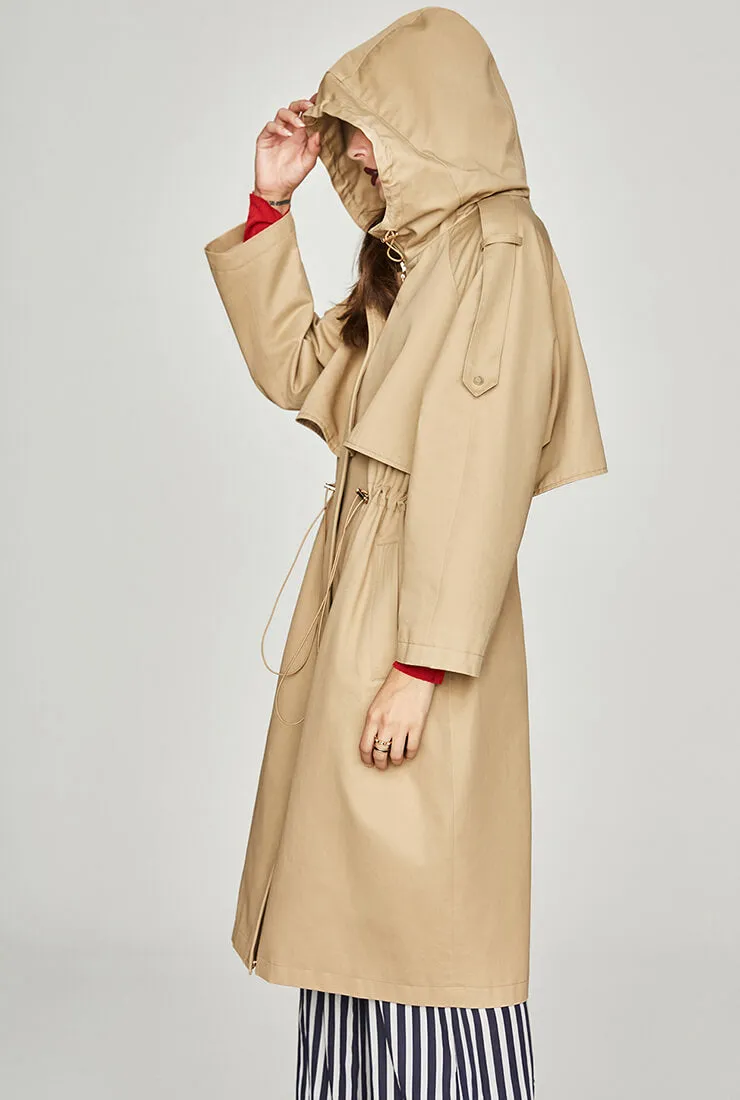 Waterproof Hooded Long Trench Coat