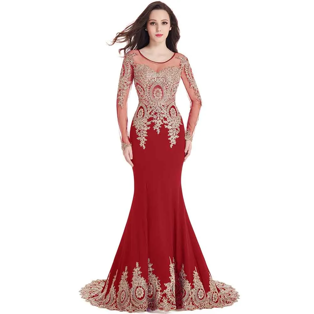 Wedding Crystals Beaded Lace Mermaid Evening Dress for Women Formal Gowns