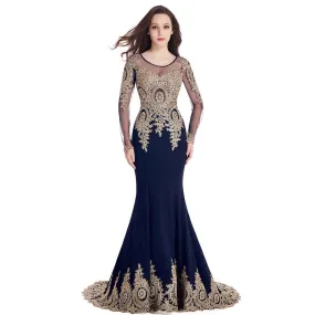 Wedding Crystals Beaded Lace Mermaid Evening Dress for Women Formal Gowns