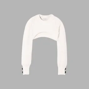 Whte Cropped Cotton Sweater