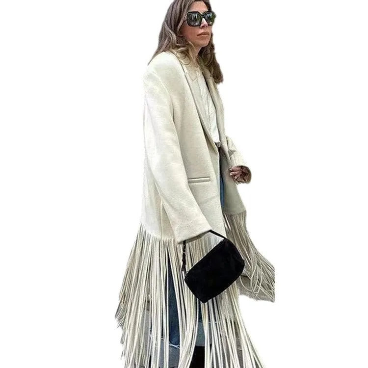 Women's Autumn Tassel Mid-length Trench For Coats