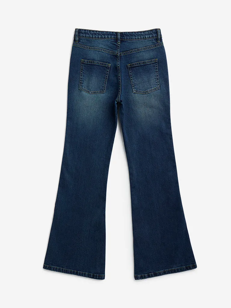 Y&F Kids Blue Faded Relaxed - Fit High - Rise Jeans