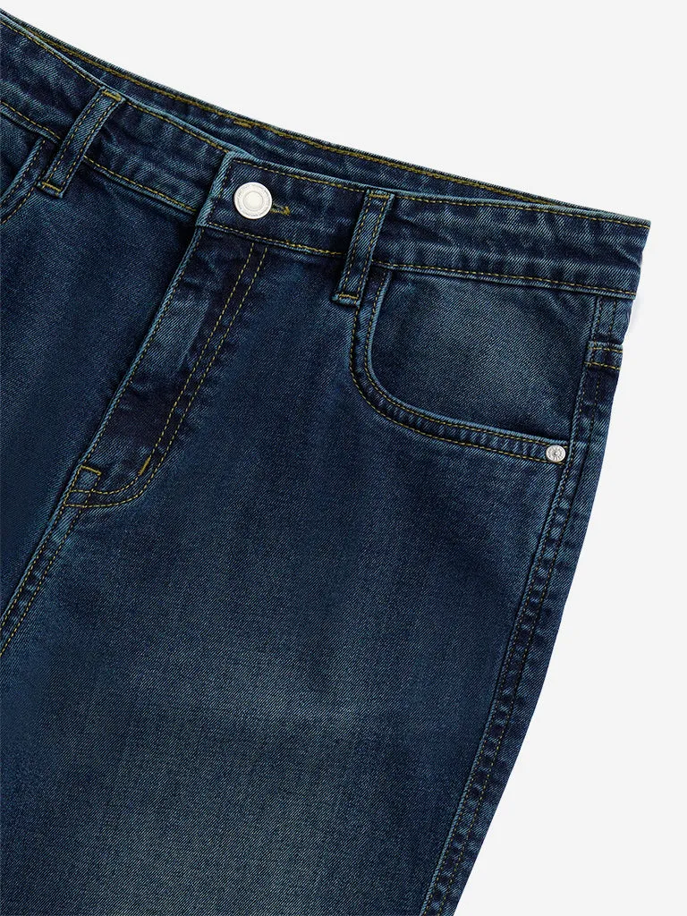 Y&F Kids Blue Faded Relaxed - Fit High - Rise Jeans