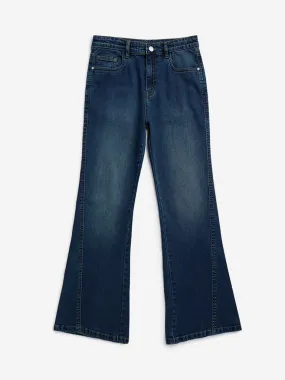 Y&F Kids Blue Faded Relaxed - Fit High - Rise Jeans