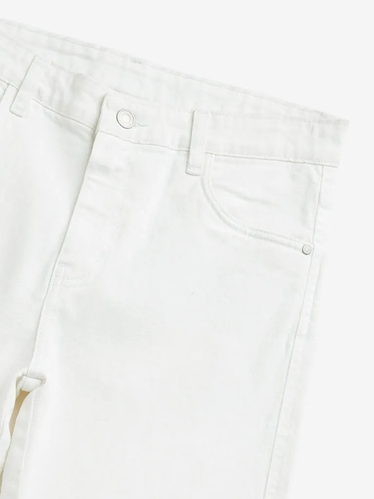 Y&F Kids White Mid Rise Flared Fit Jeans