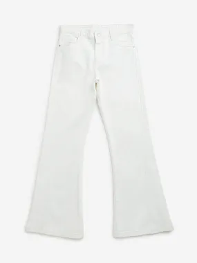 Y&F Kids White Mid Rise Flared Fit Jeans